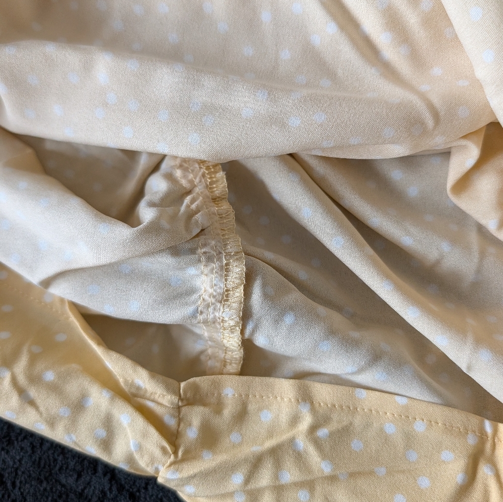 Yellow Polka Dot Cowl Neck Mini Dress Feminine Spring Date Look Sz M image 8